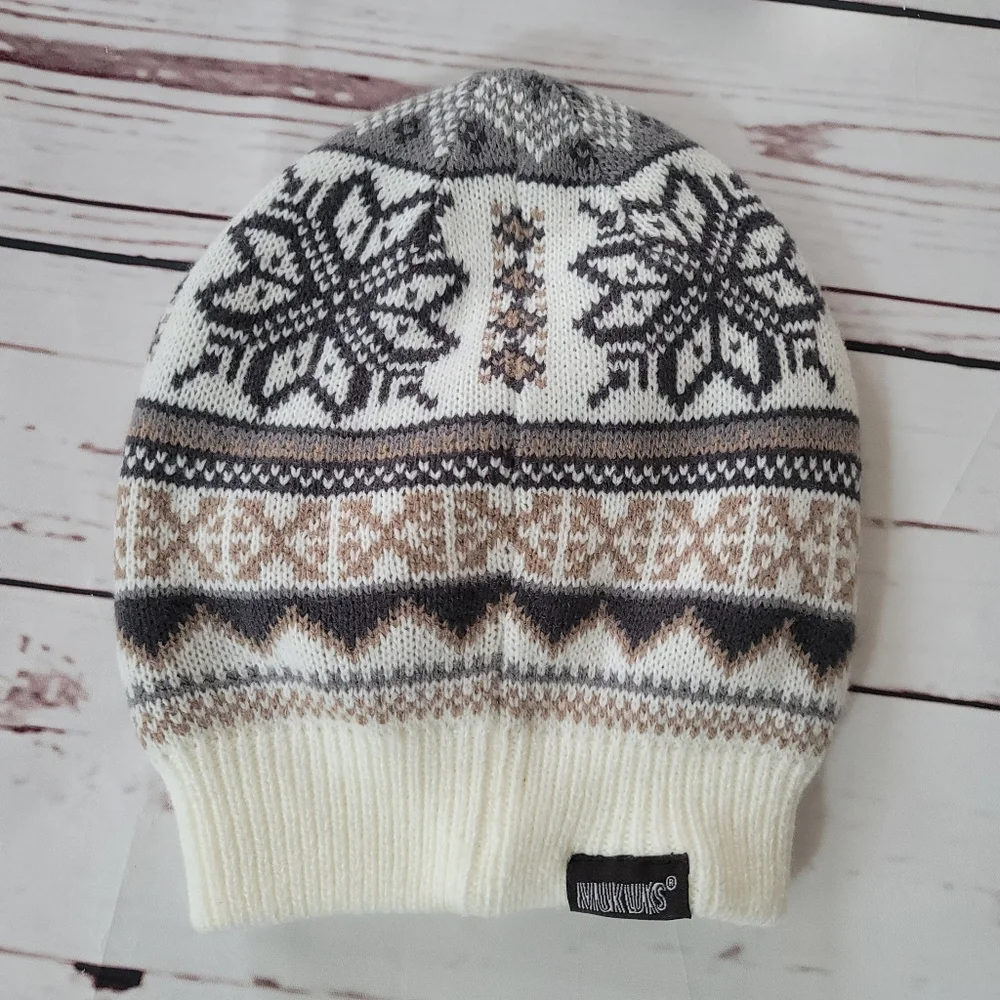 Muk Luks - Fair Isle White Printed Beanie Hat